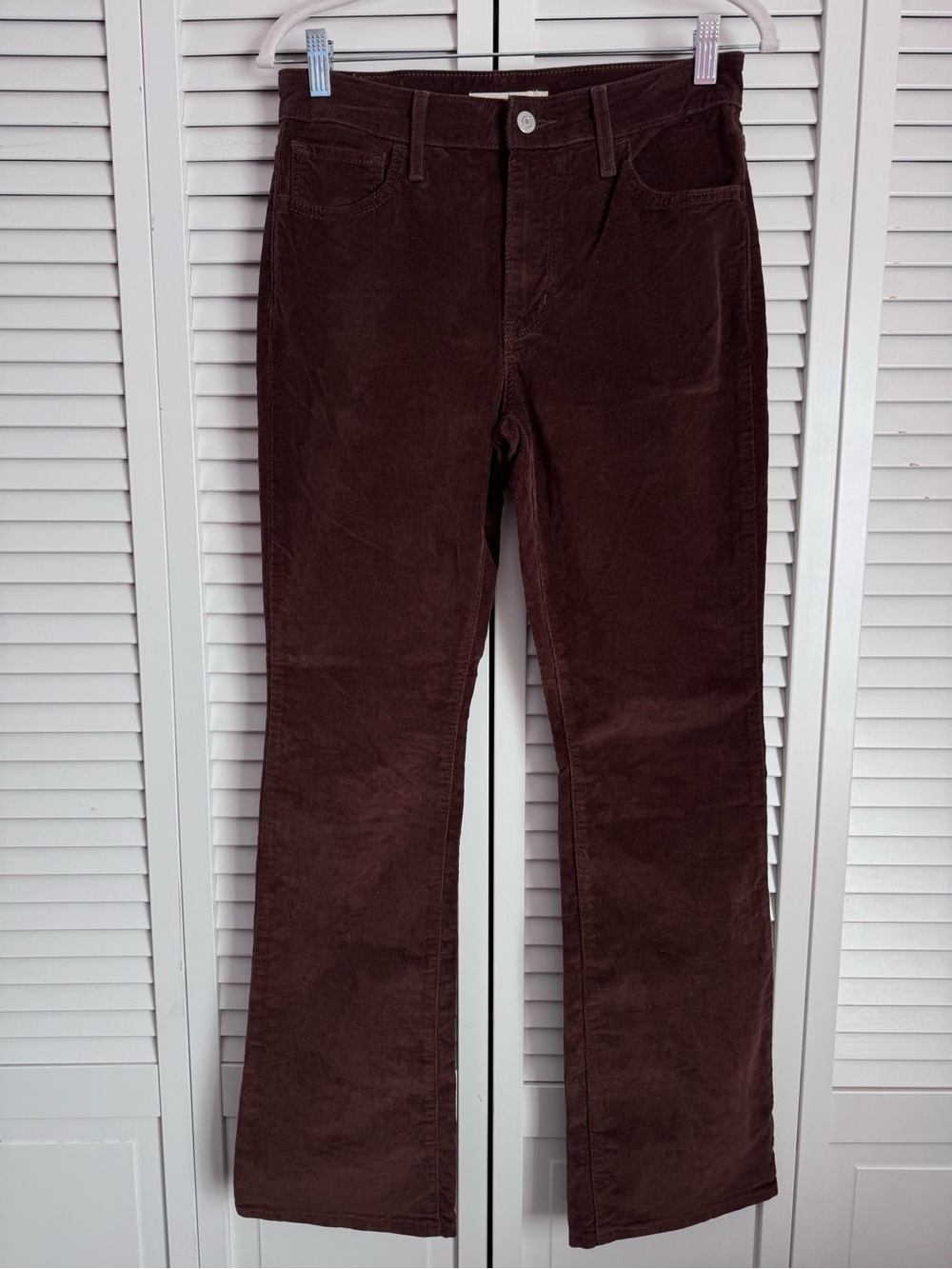 Levi’s 725 High Rise Bootcut Corduroy Pants Brown Stretchy Comfy Size 28